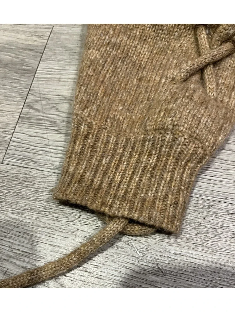 IRO Paris Mystic Camel Alpaca Blend Lace Up Sleeve Knit Sweater Medium M  $495